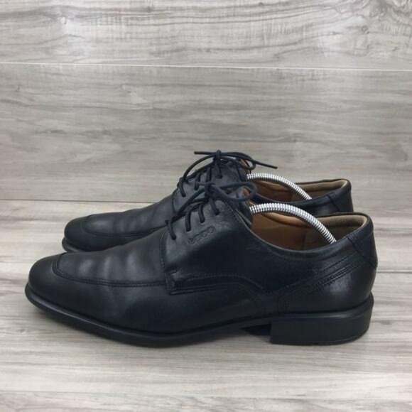 Ecco Derby Oxfords Men\'s EU 45 Black Leather Lace Up Dress Shoes